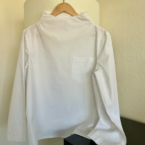 Super fresh Mazik Women white cotton Long Sleeve Blouse + back long zip! - Picture 4 of 12